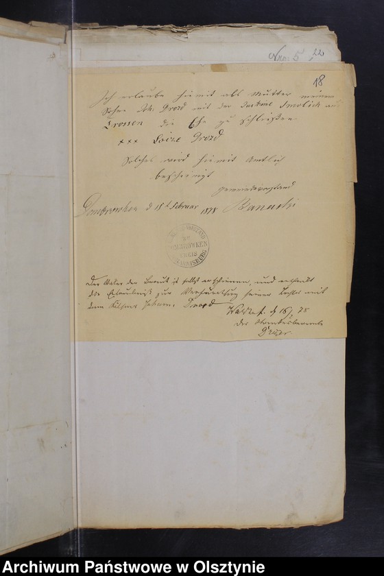 Obraz 20 z jednostki "Die zum Zwecke der Eheschlissung nothwendigen Schriftstück"