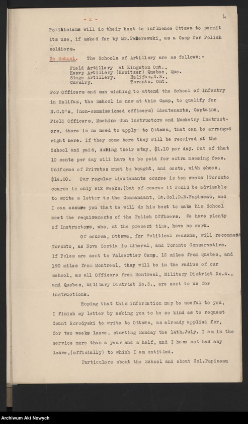 image.from.unit.number "Armia Polska we Francji. Rekrutacja w Stanach Zjednoczonych. Korespondencja, memoriały, druki"