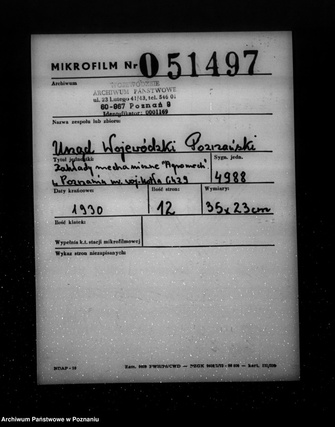 Obraz 2 z jednostki "Zakłady mechaniczne "Agromech" w Poznaniu- nr woj. kotła 6429"