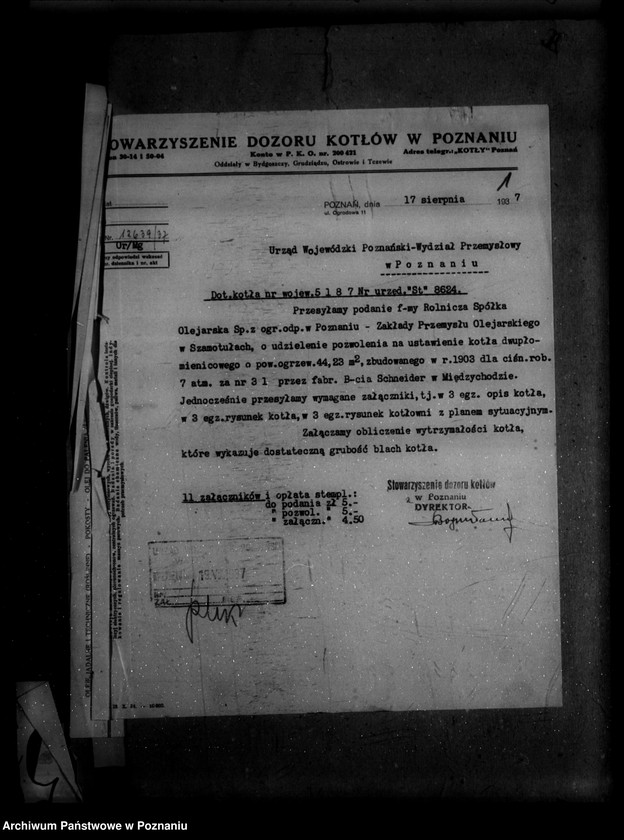 Obraz 5 z jednostki "Rolnicza Spółka Olejarska w Szamotułach nr woj. kotła 5187"