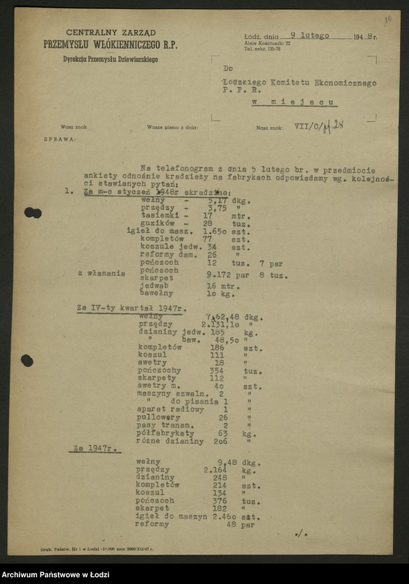 Obraz 11 z jednostki "Dyrekcja Przemysłu Dziewiarskiego; sprawozdania [z działalności]"