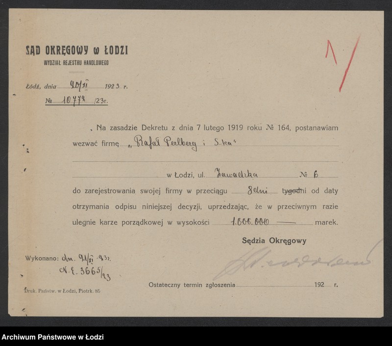 Obraz 3 z jednostki "R.Perlberg i H.Tajchman- kupno i sprzedaż towarów manufakturowych"