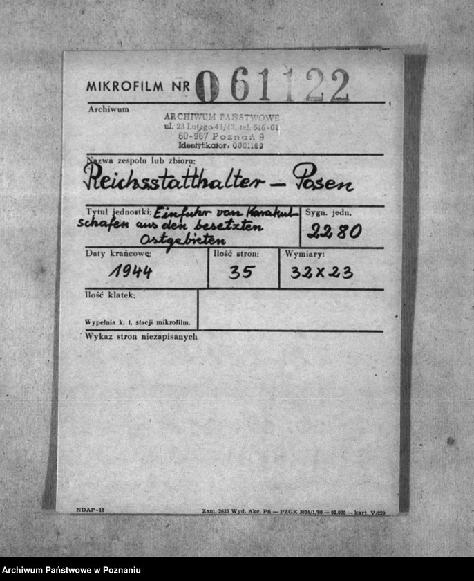 Obraz 2 z jednostki "Einfuhr von Karakulschafen aus den Besetzten Ostgebieten"