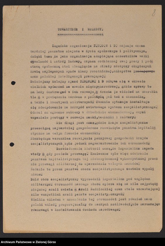 image.from.unit.number "Oddział Powiatowy ZBoWiD w Żaganiu. - Walny Zjazd Powiatowy z 16 czerwca 1961 r."
