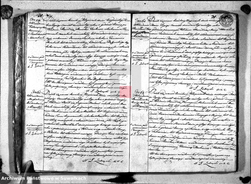 image.from.unit.number "Duplikat aktów urzędnika stanu cyvilnego względem urodzenia, małżeństwa i zeszłych parafii wieysieyskiey na rok 1826, tom I"