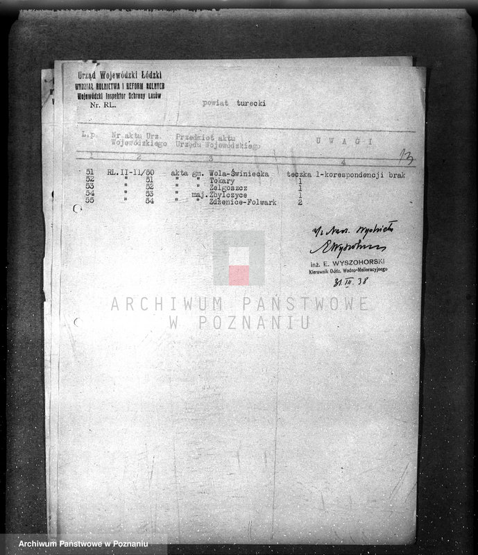 image.from.unit.number "/Inspektorat Ochrony Lasów/ /przejmowanie materiałów aktowych spisy akt/"