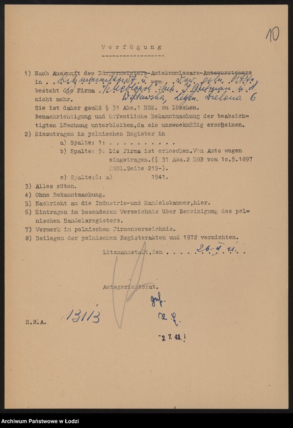 Obraz 12 z jednostki "„Meblopol” wł. Icek Gutman, Hinda Widawska – wyrób i sprzedaż mebli"