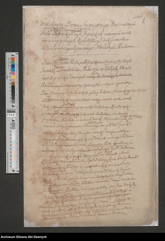 image.from.unit.number "Janicki vel Jagnicki h. Rola. Tablica genealogiczna. Notatki do genealogii."