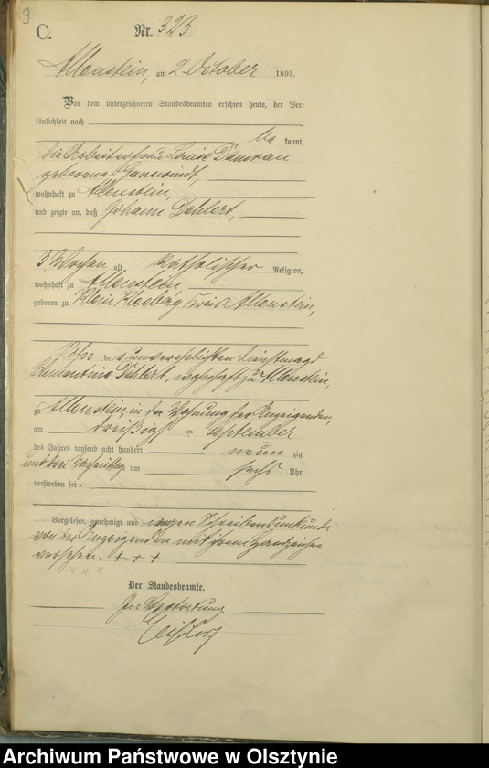 image.from.unit.number "Sterbe-Haupt-Register Tom II,Nr 316 - 463"