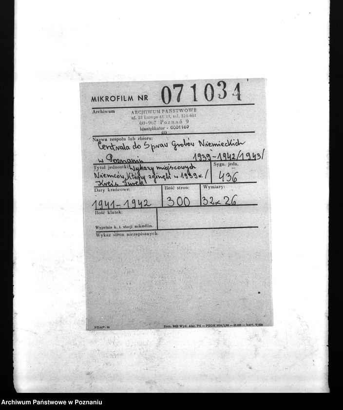 Obraz 2 z jednostki "Wykazy miejscowych Niemców, którzy zginęli w 1939 roku. Kreis Turek"