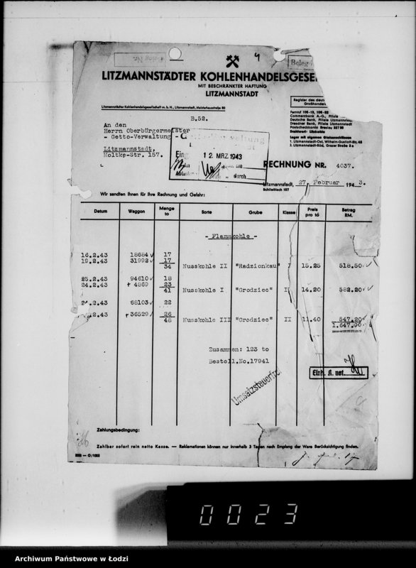 Obraz 8 z jednostki "Lebensmitteleinkauf. Aufträge, [Lieferscheinen und Rechnungen] 17941-18000"