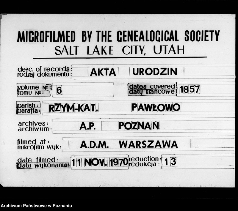 image.from.team "Akta stanu cywilnego Parafii Rzymskokatolickiej Pawłowo (pow. gnieźnieński)"