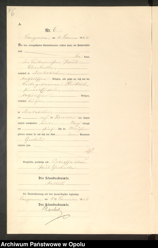 image.from.unit.number "Geburts-Neben-Register Standesamts Langenau pro 1904"