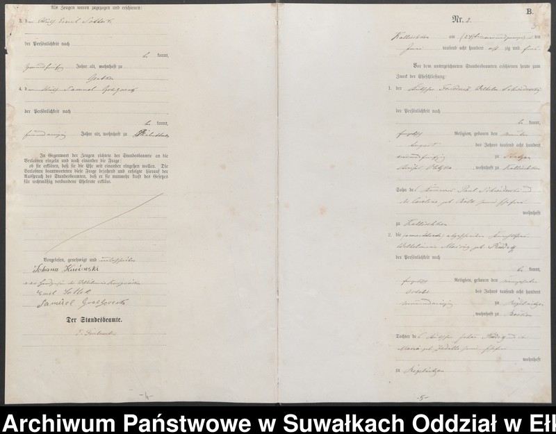 image.from.unit.number "Heiraths-Haupt-Register des Königlich Preussischen Standes-Amtes Kallischken Kreis Johannisburg]"