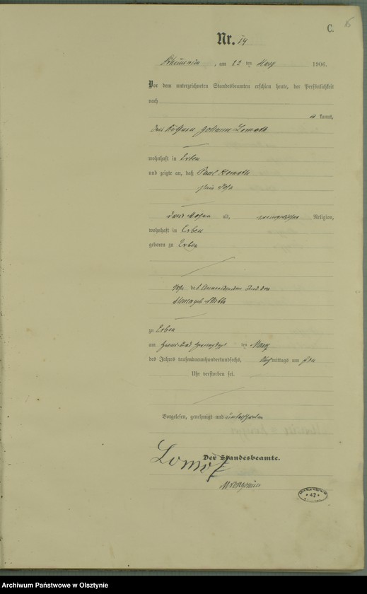 image.from.unit.number "Sterbe-Haupt-Register Nr 1 - 71"