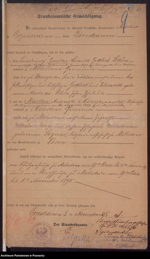 Obraz 12 z jednostki "Die von den Verlobten beigebrachten Urkunden zur Eheschliessung pro 1895"