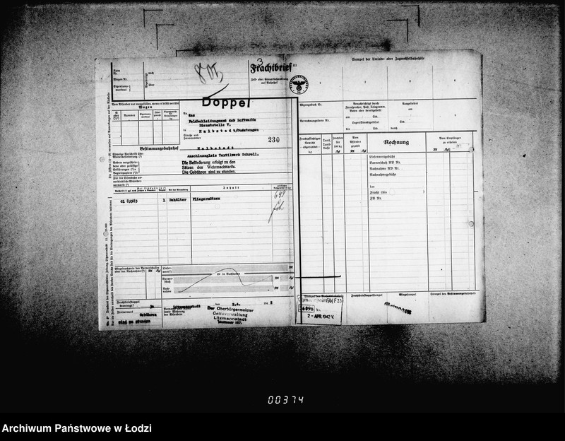 Obraz 7 z jednostki "Frachtbriefe [doppel einige Ausgang] vom 801-1300. [Wtórniki listów przewozowych]"