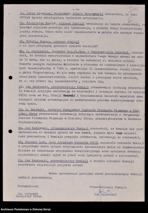 Obraz 9 z jednostki "Protokóły z posiedzeń Komisji Rolnictwa, Gospodarki Żywnościowej i Leśnictwa Wojewódzkiej Rady Narodowej w Zielonej Górze; Nr 1 - 8"