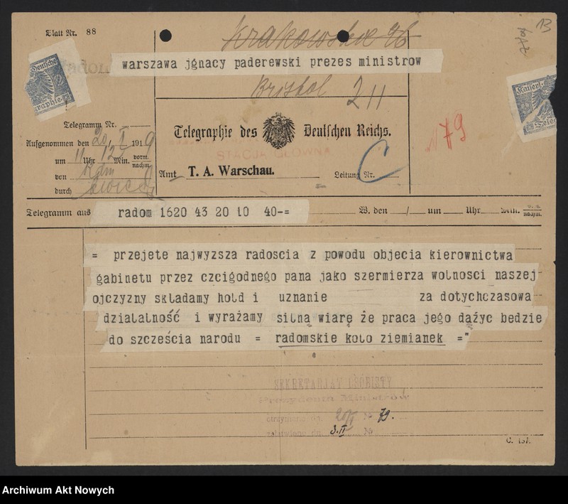 image.from.unit.number "Hołdy; listy, depesze, adresy, od instytucji, organizacji, osób prywatnych"