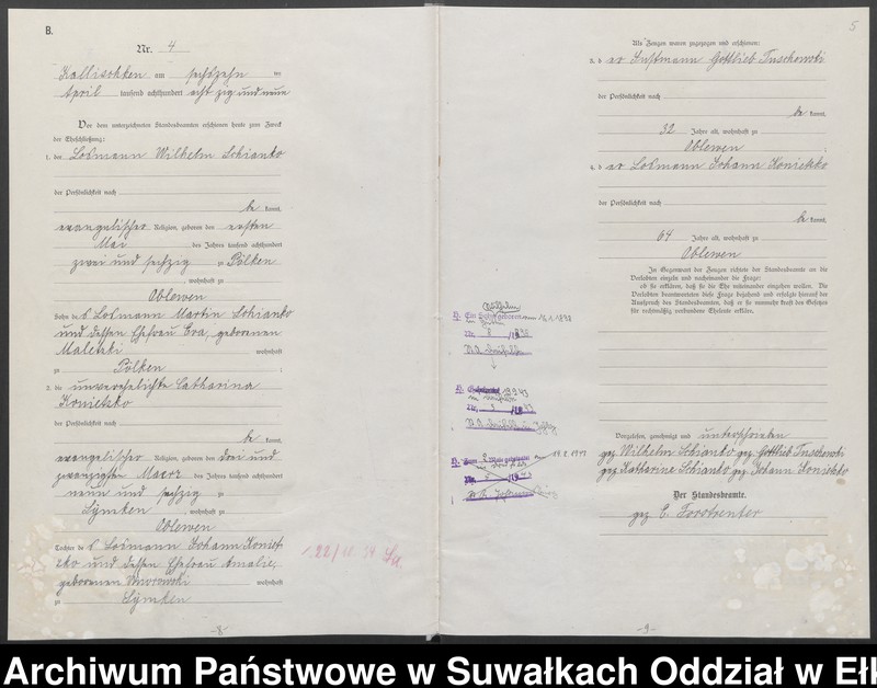 image.from.unit.number "[Heiraths-Haupt-Register des Königlichen Preussischen Standes-Amtes Kallischken Kreis Johannisburg]"