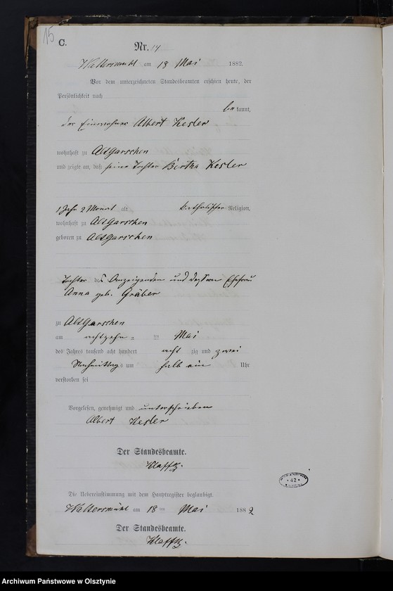 image.from.unit.number "Sterbe-Neben-Register Nr 1 - 46"