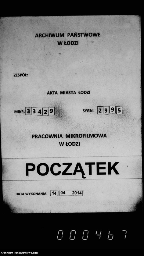 Obraz 1 z jednostki "Meževoj reestr goroda Lodzi"