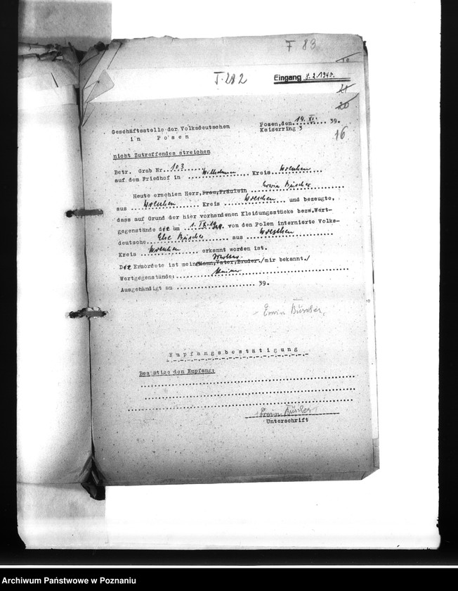 Obraz 20 z jednostki "Wykazy miejscowych Niemców, którzy zginęli w 1939 roku A - P"