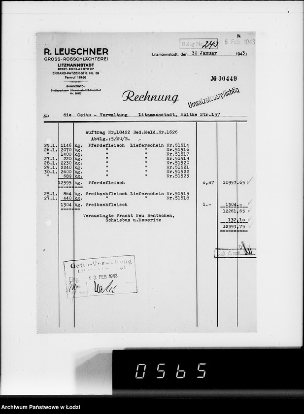Obraz 18 z jednostki "Lebensmitteleinkauf. Aufträge, [Lieferscheinen und Rechnungen] 18421-18480"