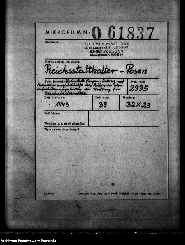 Obraz 2 z jednostki "Kreisstadt Kempen. Antrag auf Aufschliessungskosten der Siedlung für Reichsbedienstete"