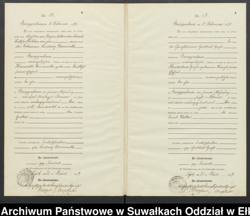 image.from.unit.number "A1.Geburts-Register [Haupt-Register] Standesamt Stadtgemeinde Marggrabowa No.1 bis 144"