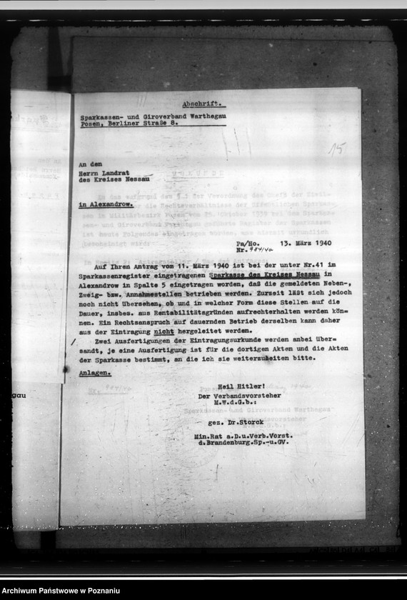 Obraz 19 z jednostki "Kreissparkasse Mogilno, Nieszawa, Szubin, Wongrowitz, Żnin"