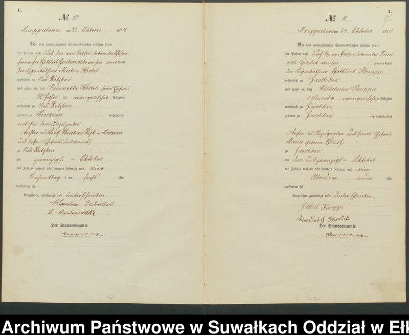 image.from.unit.number "Haupt-Sterbe-Register des Königlich Preussischen Standes-Amtes Landgemeinde Marggrabowa Kreis Oletzko"