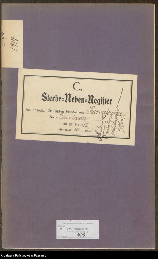 Obraz 2 z jednostki "Sterbe-Neben-Register"