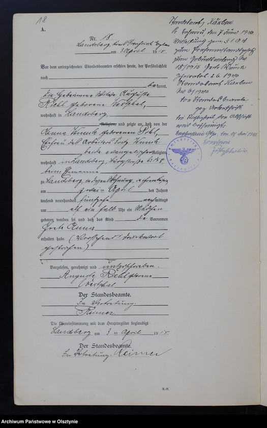 image.from.unit.number "Geburts-Neben-Register Nr 1 - 45 [ Księga urodzeń - wtóropis ]"