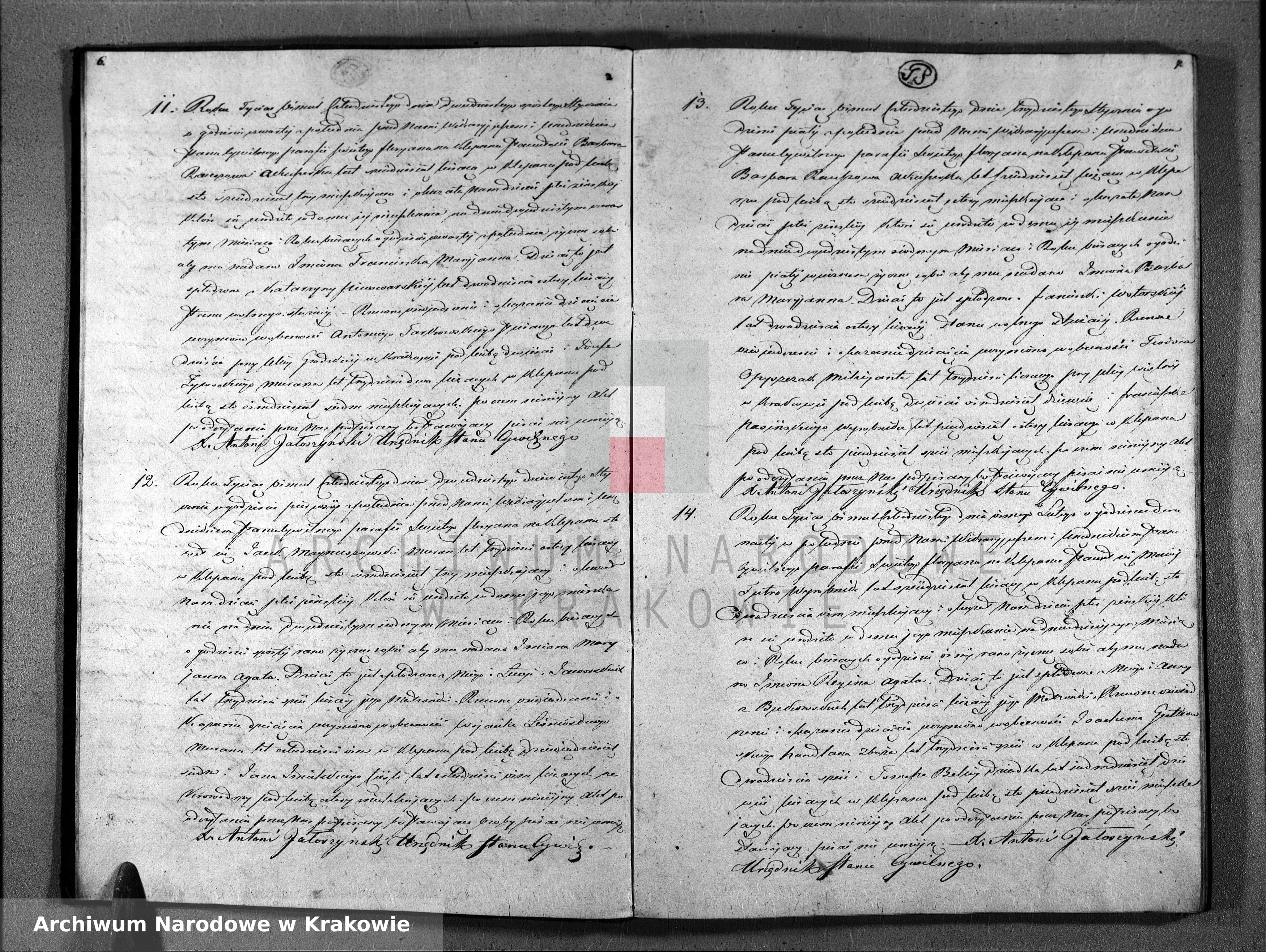 Skan z jednostki: Księga Aktów Urodzenia i Uznania Parafii Sgo Floryana na Rok 1840
