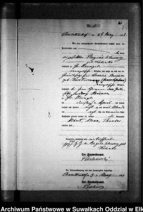 image.from.unit.number "Geburts-Neben-Register des Preussischen Standes-Amtes Gr. Strengeln Kreis Angerburg"