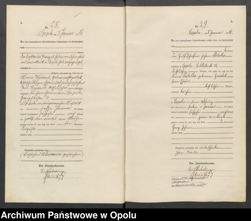 image.from.unit.number "Urząd stanu Cywilnego Opole Księga Urodzeń Rok 1916 1-395"