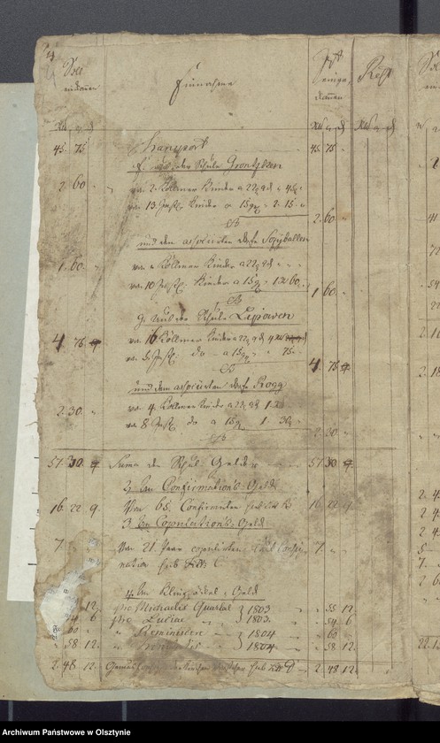 image.from.unit.number "Schul-Cassen Rechnung des Kirchspiels Widminnen"