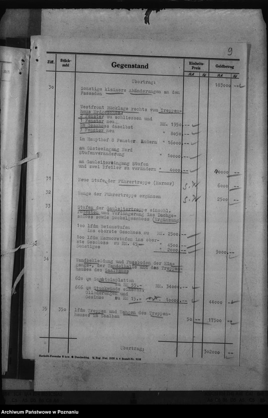 Obraz 13 z jednostki "Kostenvoranschlag. Neugestaltung des Schlosses zu Posen"