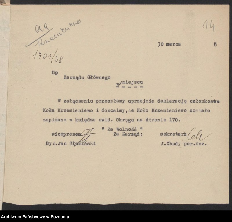 Obraz 17 z jednostki "Krzemieniewo, powiat Leszno - akta koła."