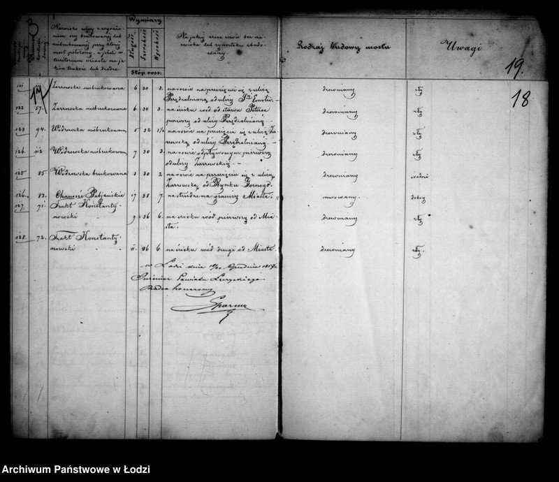 Obraz 15 z jednostki "Operat tyczący się budowy nowych i reparacji starych mostów w mieście Łodzi"