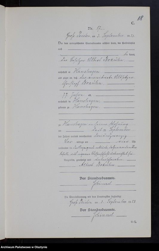 image.from.unit.number "Sterbe-Neben-Register Nr 1 - 23 [ Księga zgonów - wtóropis ]"