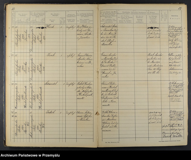 image.from.unit.number "Geburtsbuch des Isr.[aelitischen] Matriken-Bezirkes Jaroslau 1893"