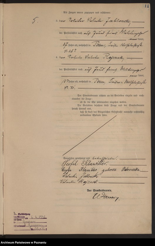 Obraz 11 z jednostki "Księga miejscowa małżeństw tom I [Rejestr główny małżeństw]"