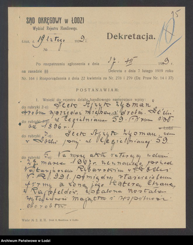 Obraz 17 z jednostki "Icek Ajzyk Zysman- sprzedaż mięsa i drobiu"