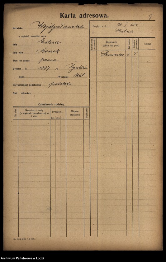 Obraz 10 z jednostki "[Spis ludności Łodzi] Wojdysławski - Wojtarek"