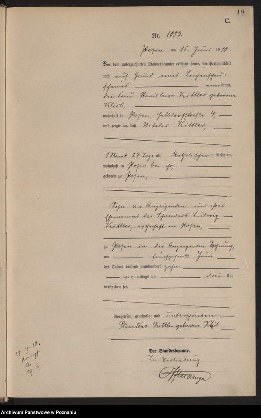 Obraz 20 z jednostki "Księga miejscowa zgonów tom III [Rejestr główny zgonów]"