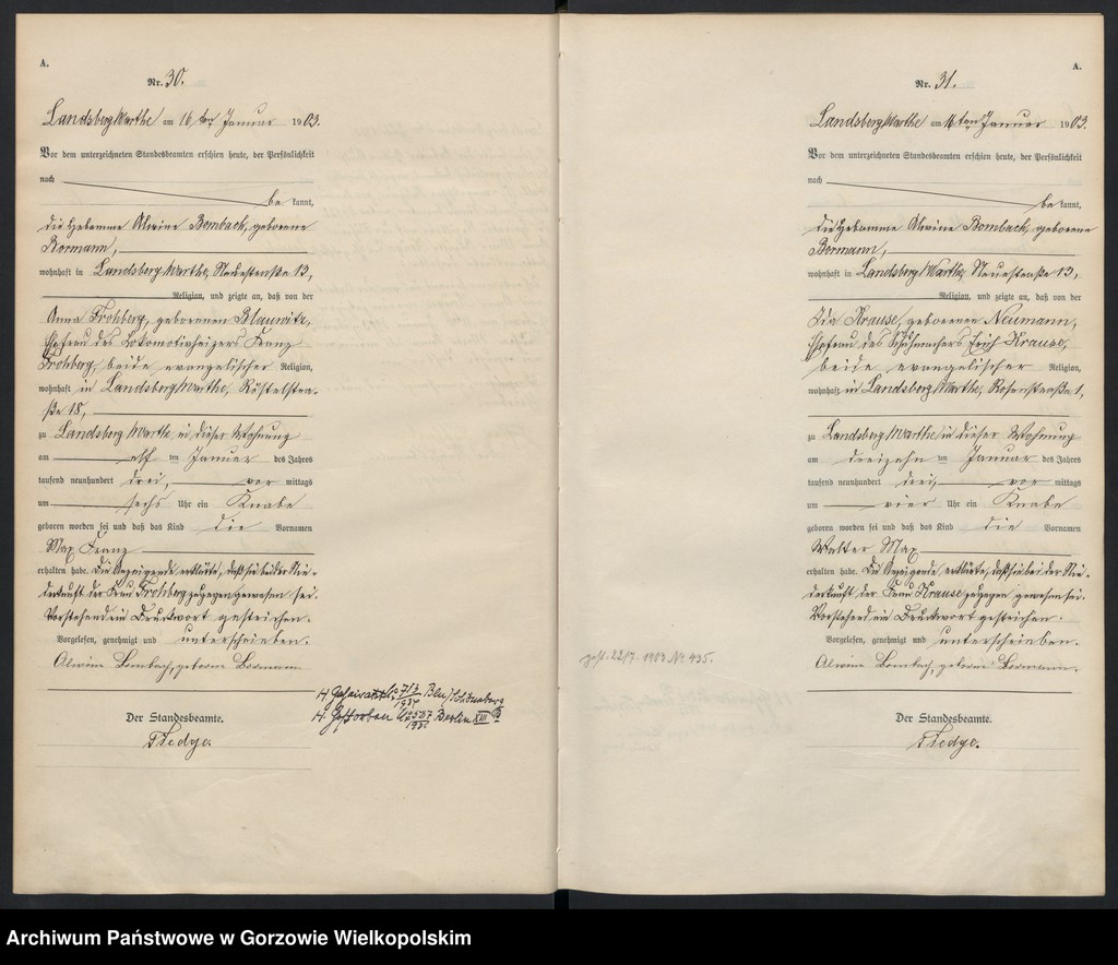 Obraz 18 z jednostki "Geburts Register"