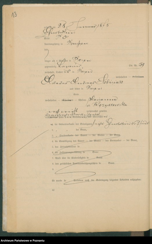 Obraz 15 z jednostki "[Dokumenty dostarczone przez narzeczonych do zawarcia związku małżeńskiego za 1901 rok. Tom XVIII]"