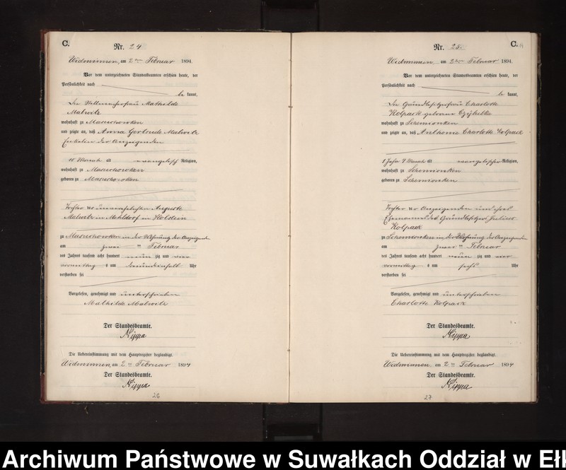 Obraz 17 z jednostki "Sterbe-Neben-Register des Preussischen Standes-Amtes Widminnen Kreis Loetzen"